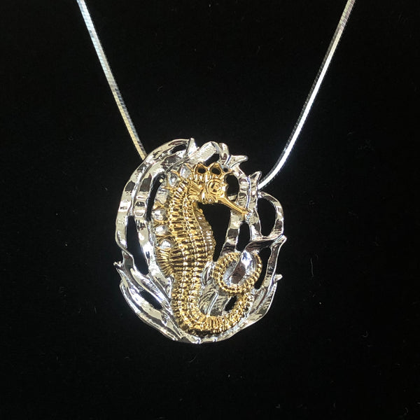 Seahorse w/grass pendant, w/18”chain
